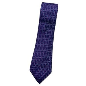 SUITSUPPLY Men's 100% Silk Necktie LUXURY Tie Purple Blue Geometric W:3.1" EUC